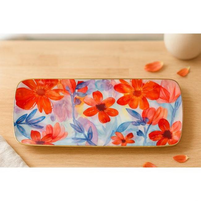 Plat &agrave; cake rectangulaire Aquarella